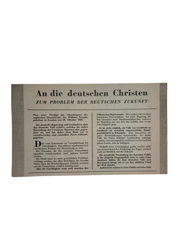 Leaflet An Die Deutschen Christen