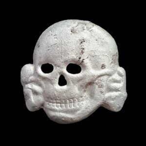 latvian ss skull and shield skull front