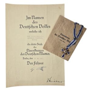 mothers cross in bronze with packet and document danner