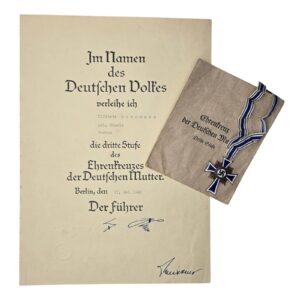 mothers cross in bronze with packet and document gottlieb