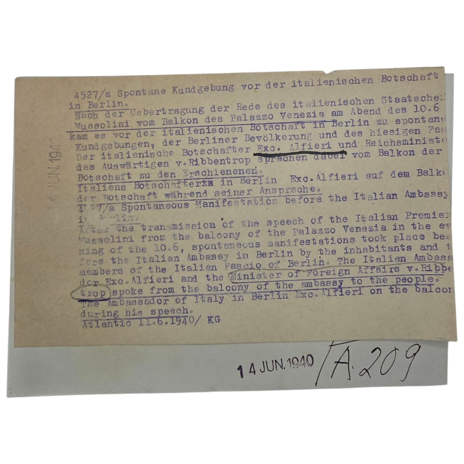 press photo mussolini speaking from the balcony back